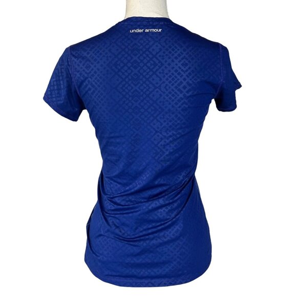 Under Armour Tshirt Womens Small Blue Workout Exercise Fitted Heat Gear - Picture 2 of 5